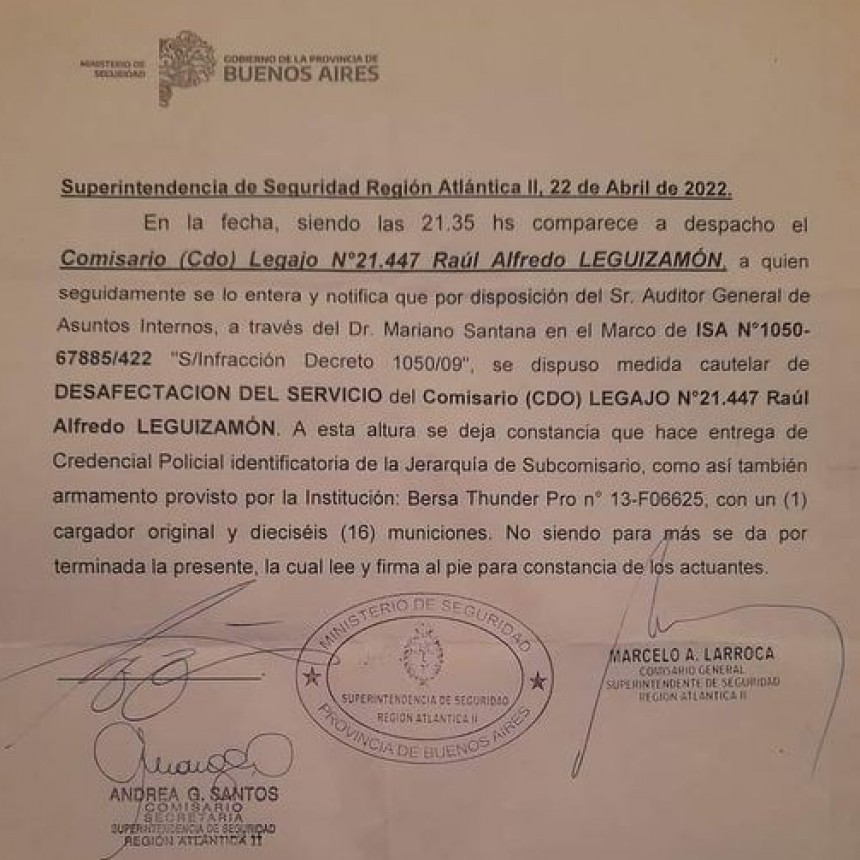 Circula en las redes sociales Carta de un Comisario desafectado al  Crio Gral Daniel García, Jefe de Policía de la Provincia de Buenos Aires.