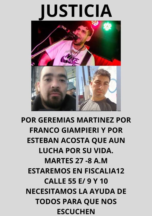 Familiares de Franco Giampieri y Axel Geremías Martínez piden justicia