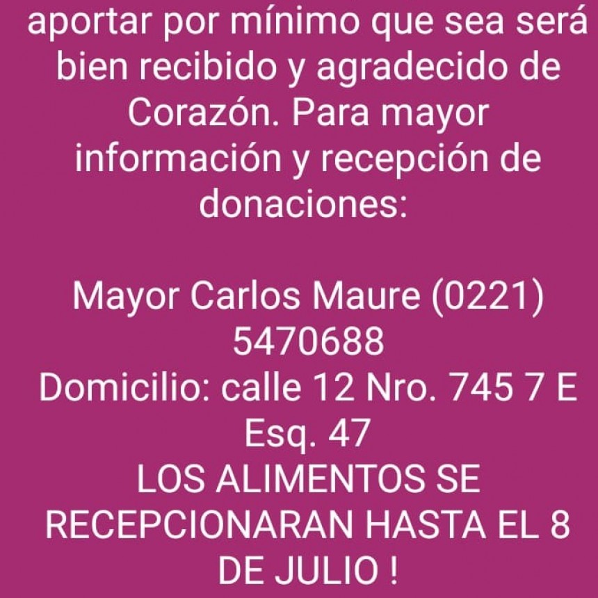 Segunda Campaña de Donación de alimentos