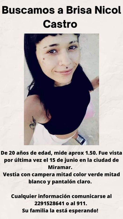 Urgente Miramar: BUSCAN A UNA JOVEN DE 20 AÑOS