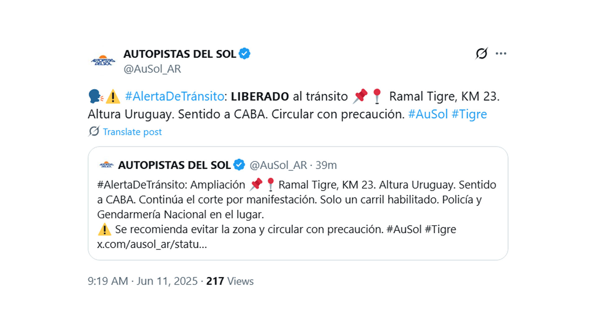 Trabajadores de Georgalos levantaron el corte parcial de un acceso a la autopista Panamericana