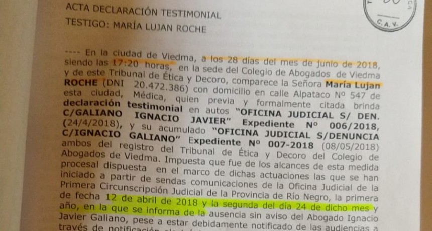 El ABOGADO IGNACIO JAVIER GALIANO ESTAFADO POR UNA MEDICA RIONEGRINA
