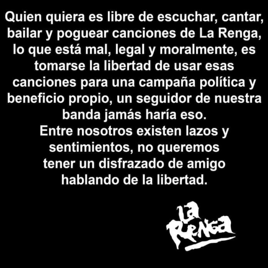 La Renga criticó a Milei, sin nombrarlo, por cerrar su campaña cantando 