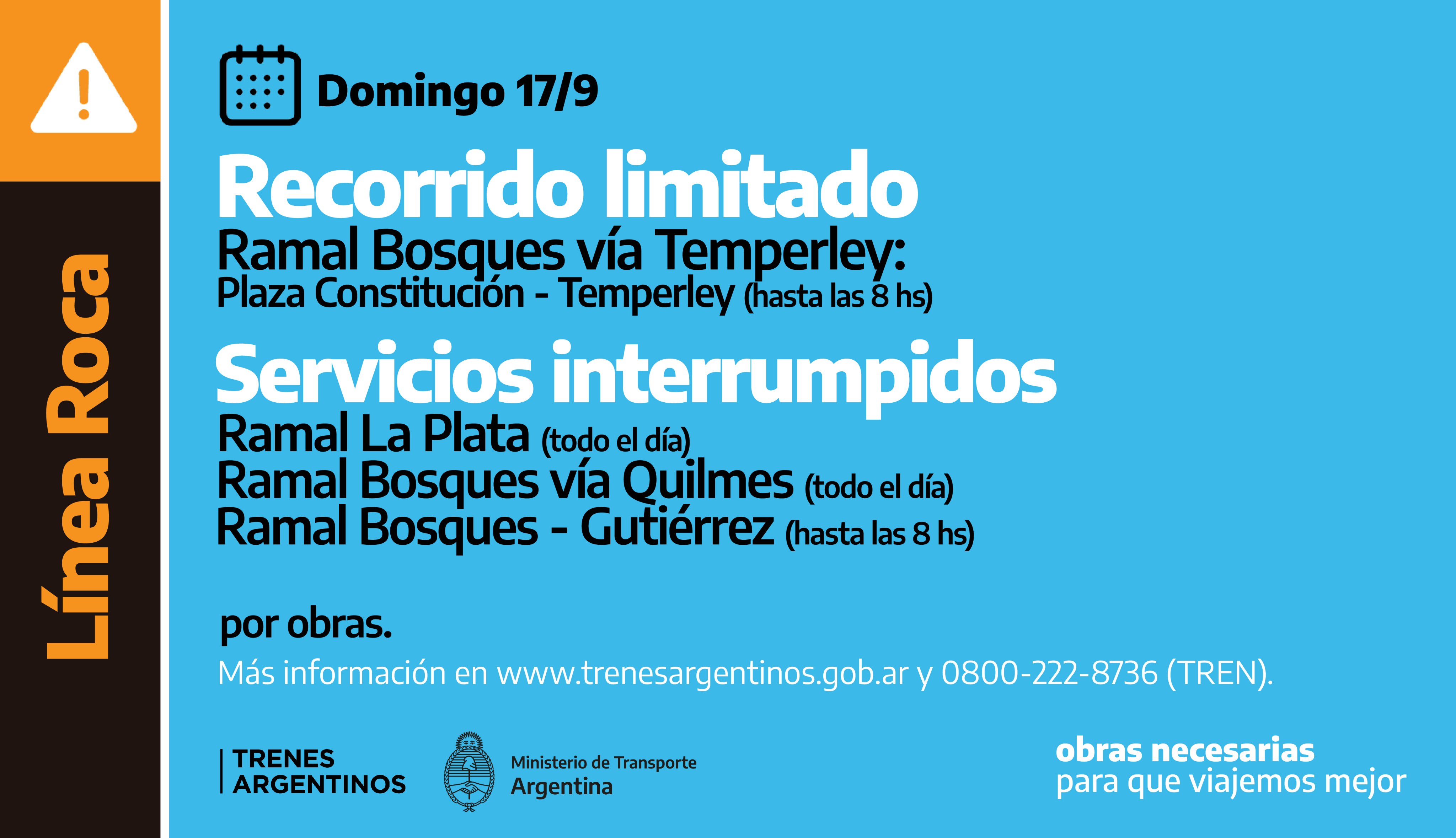 Este domingo no habrá servicio de trenes entre Constitución y La Plata
