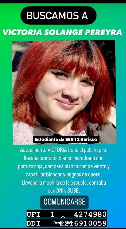 Berisso, Buenos Aires.  Buscan a una menor de 15 años.