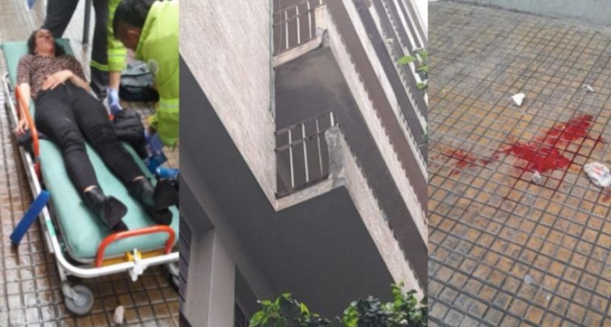 Pudo ser una tragedia En pleno centro se cayó una mampostería y le partió la cabeza a una transeúnte