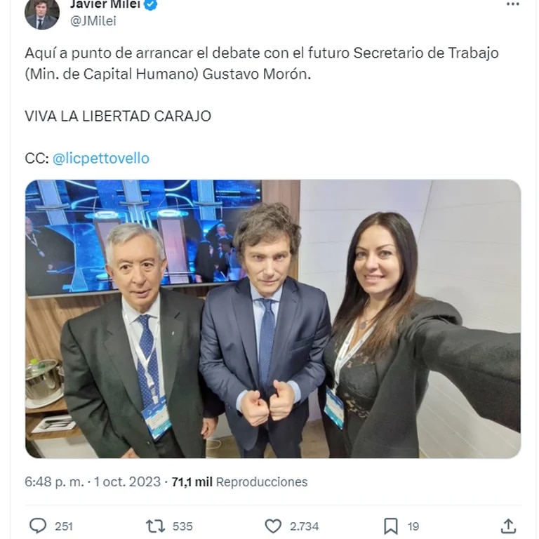 Otro gesto de Milei a los sindicatos: adelantó quien sería su secretario de Trabajo