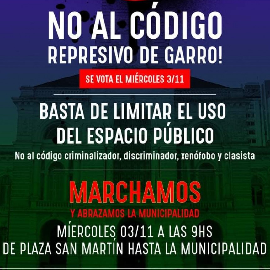 Movilización contra el Código Represivo de Garro