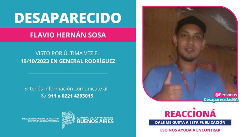 BUSCAN A UN JOVEN EN GENERAL RODRIGUEZ