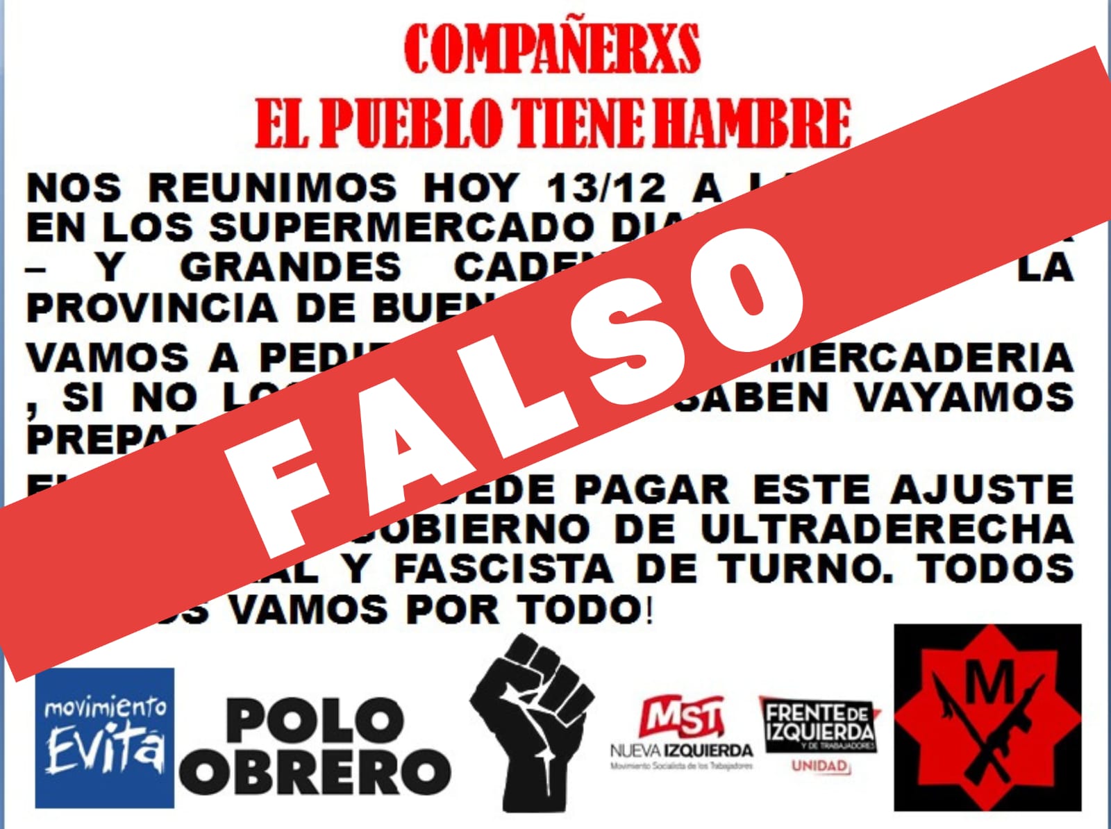 NO COMVOCAMOS A LA PUERTA DE NINGÚN SUPERMERCADO.